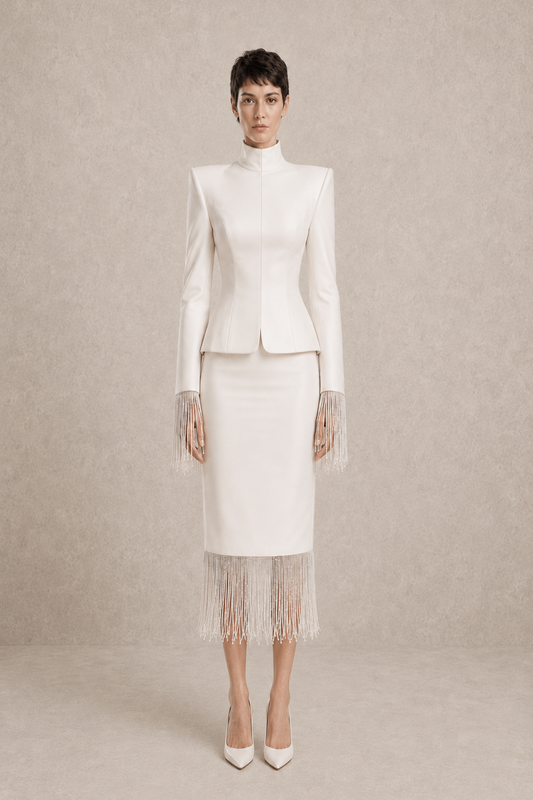 Ivory Fringe Ensemble — MERIMAI eveningwear