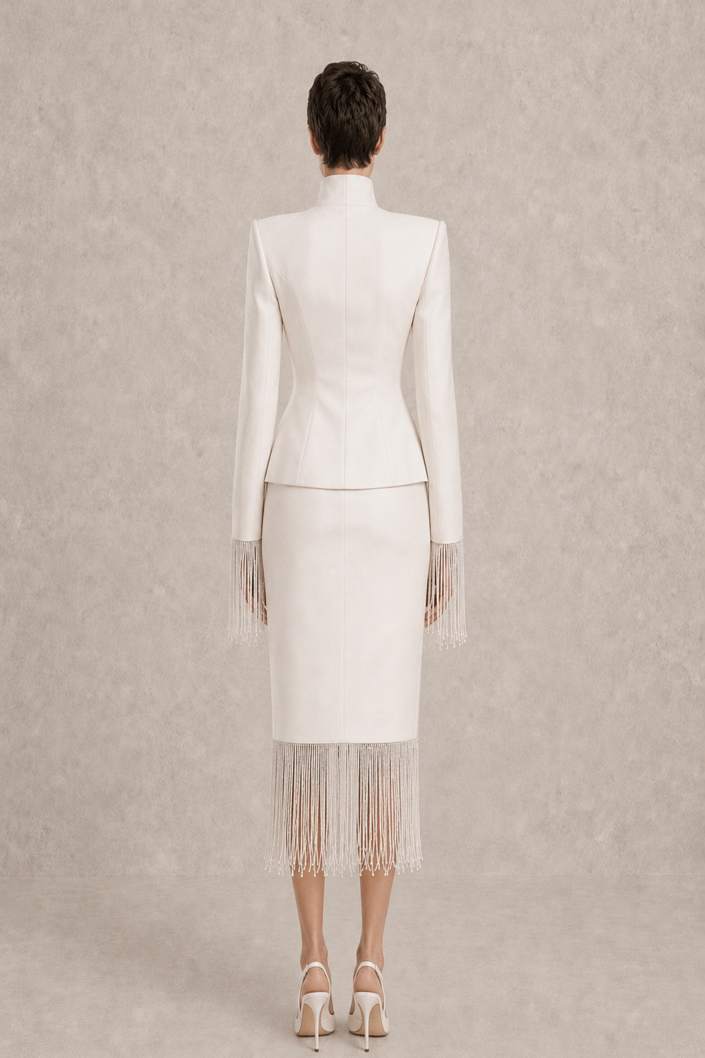 Ivory Fringe Ensemble — MERIMAI eveningwear