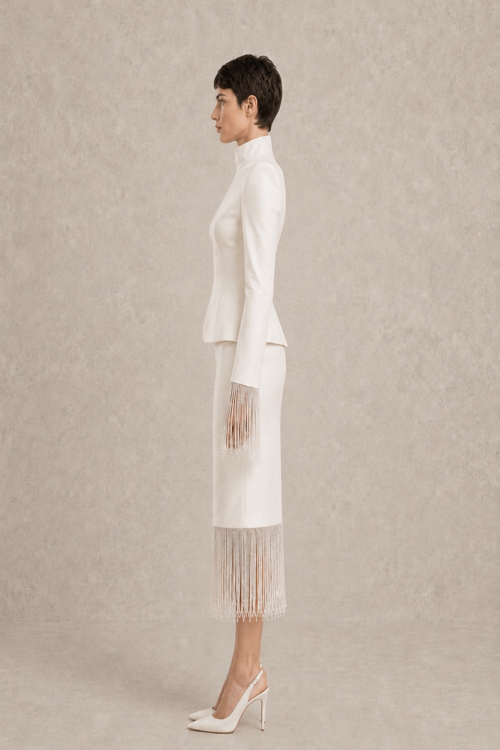 Ivory Fringe Ensemble — MERIMAI eveningwear