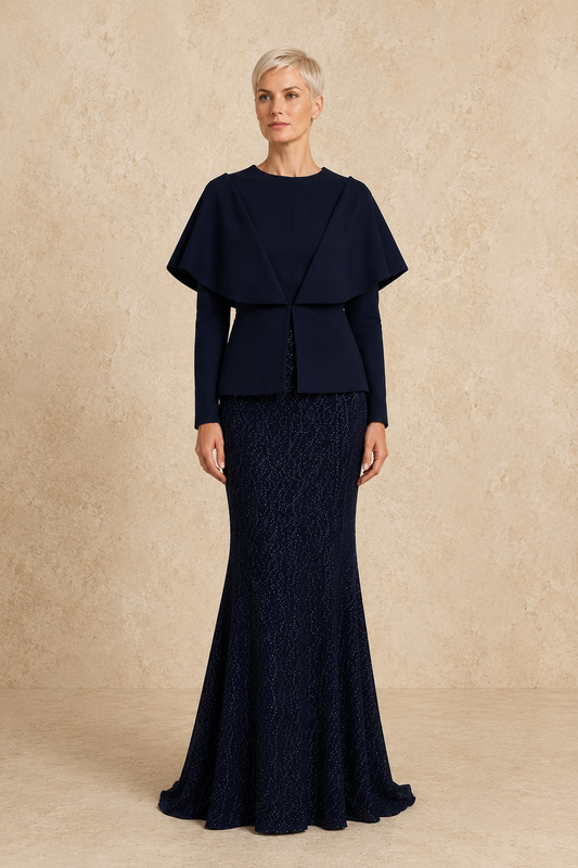 Nocturne Cape Gown — MERIMAI eveningwear