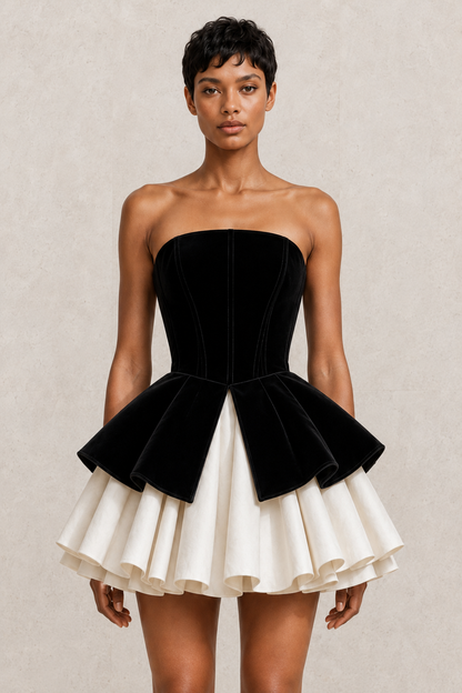 Noir Ivory Sculpt Mini Dress — MERIMAI eveningwear