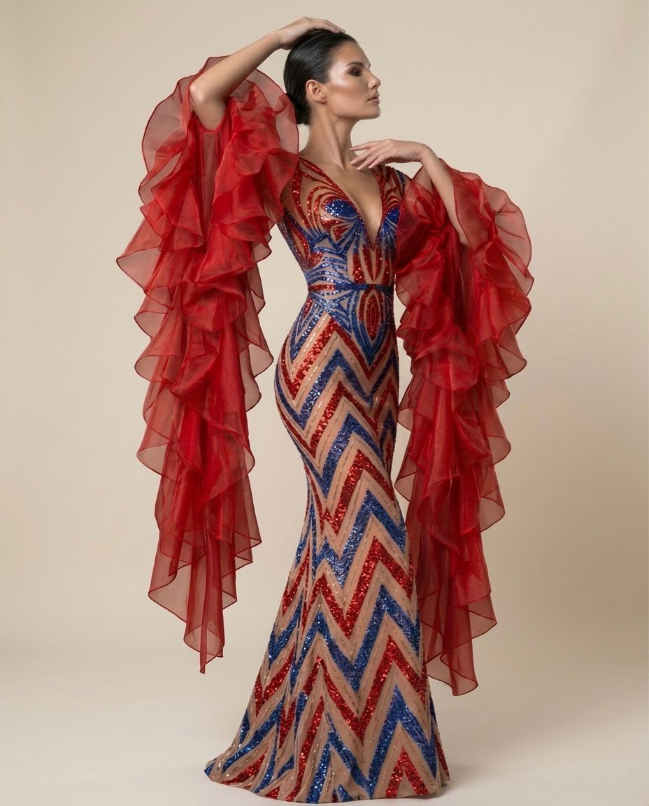 CRIMSON CHEVRON GOWN